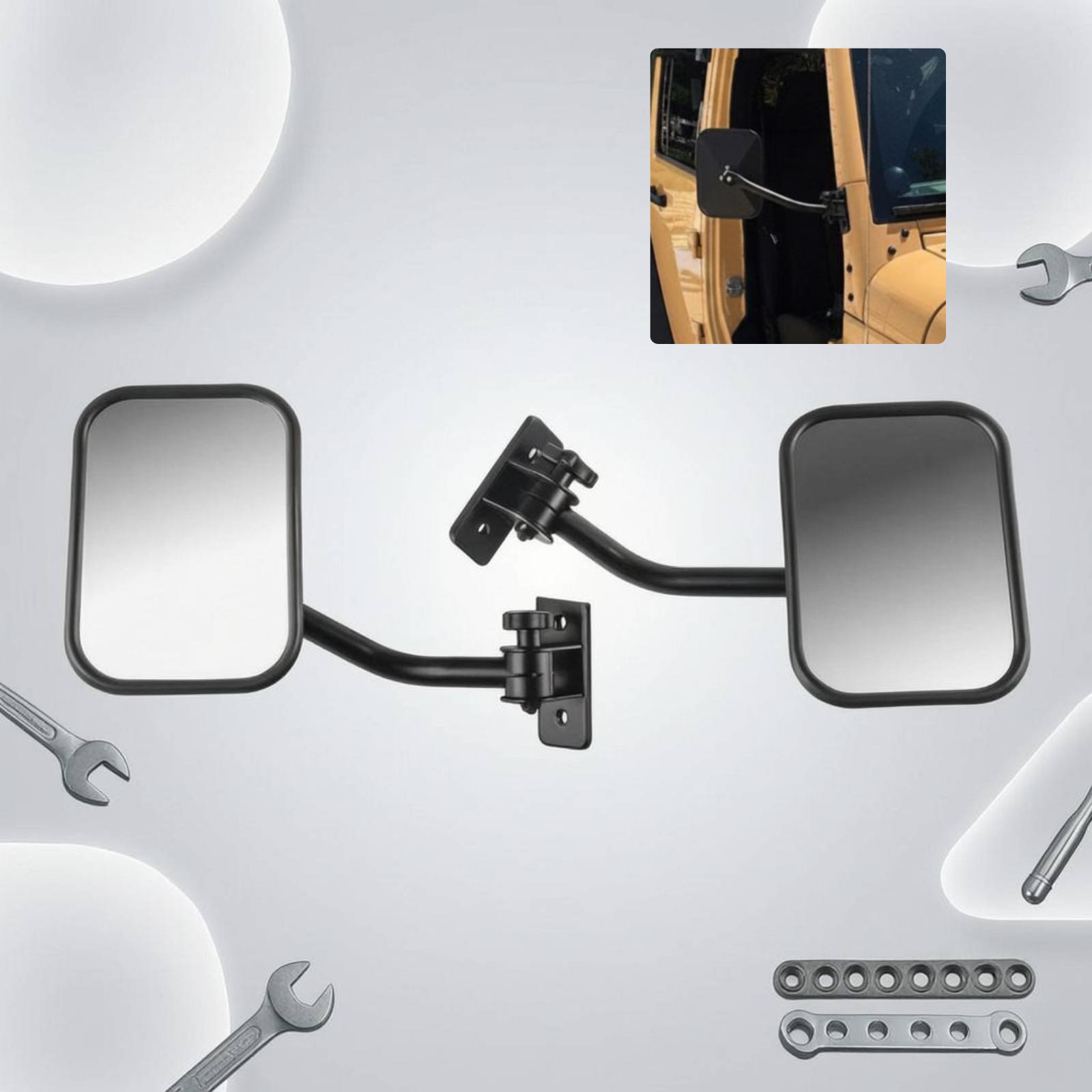 Glass Door Hinge - Verstellbarer Offroad-Türspiegel mit breitem Sichtfeld für
