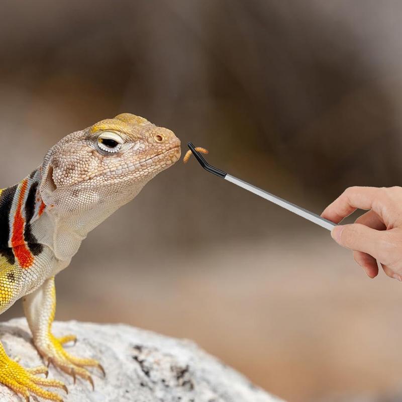 Feeding Tong Stainless - Extra lange Reptilien-Fütterungszange, Bartagamen-Aquarium-Pinzette mit Gummispitze,