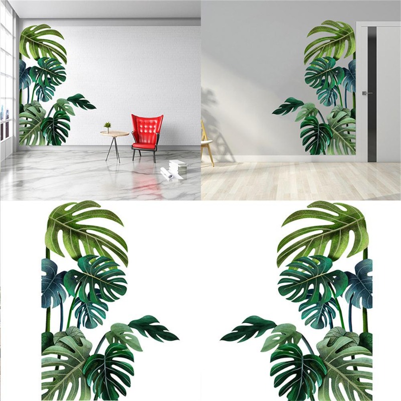 Große nordische grüne Blatt-Wa – Pvc Panel Background Bewertung und Preis
