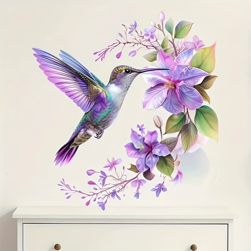 1 lila Blumen- und Kolibri-Auf – Pvc Panel Background Bewertung und Preis